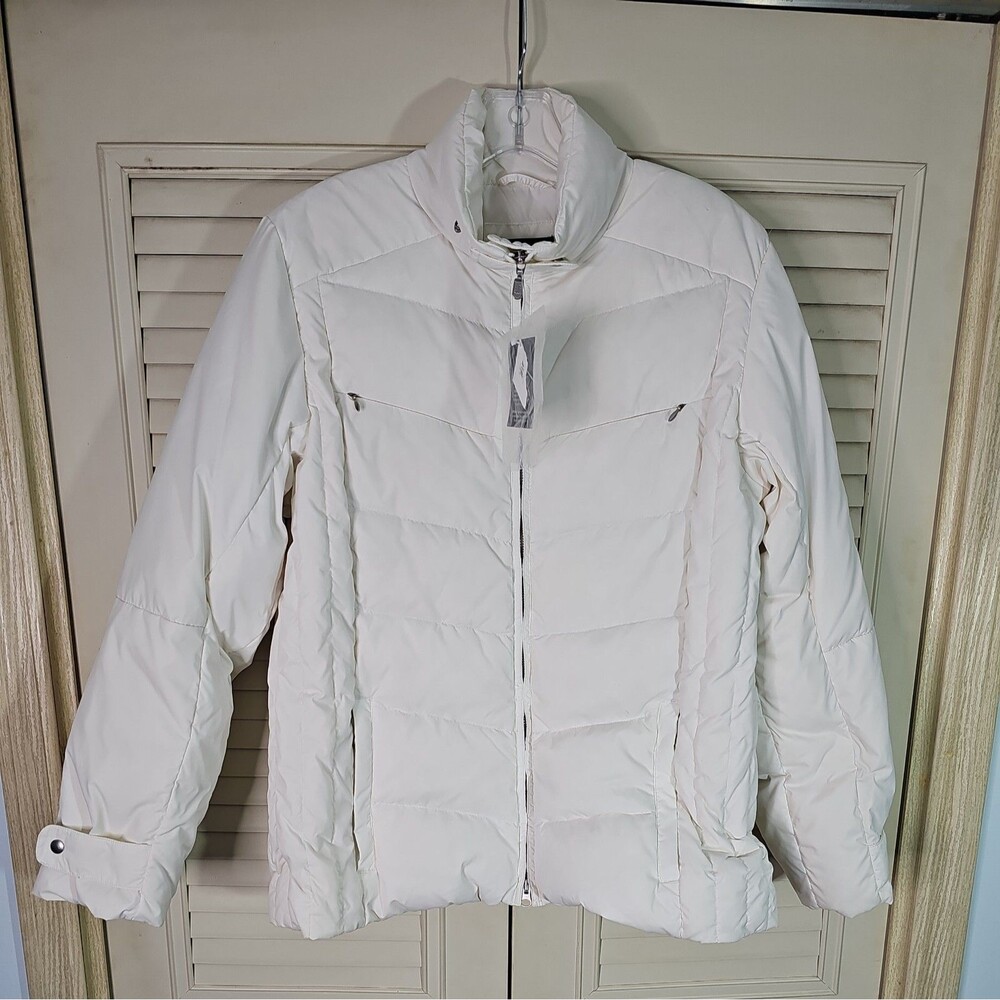 New Lands' End White Puffer Jacket Goosedown Women's Quilted Winter NWT